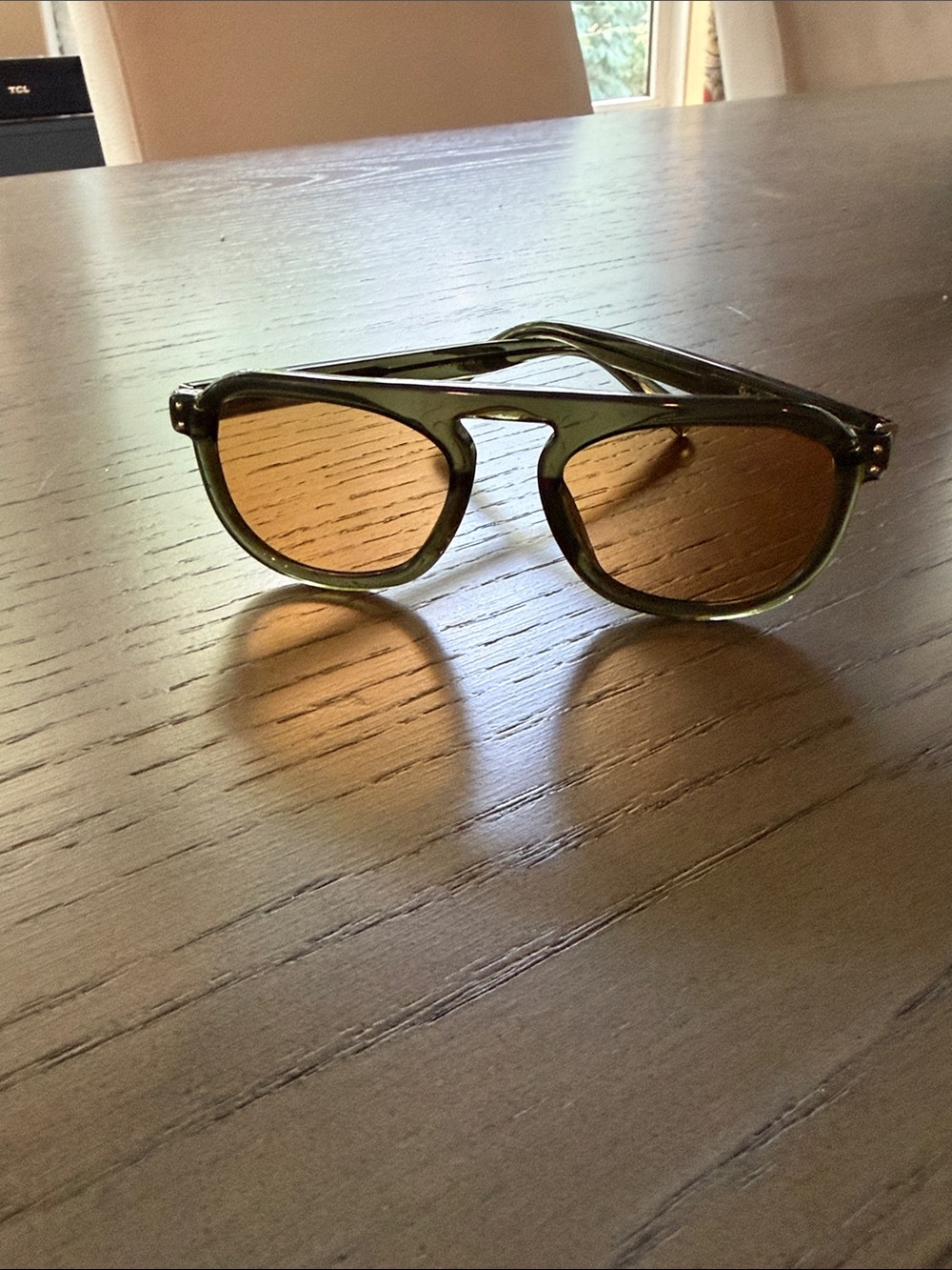 Olive Green Women's Sunglasses with Amber Lenses